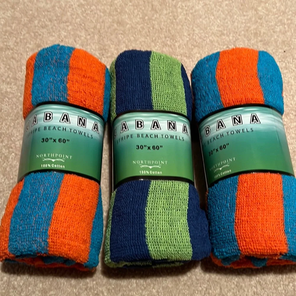 New 3 Stripe Beach towels